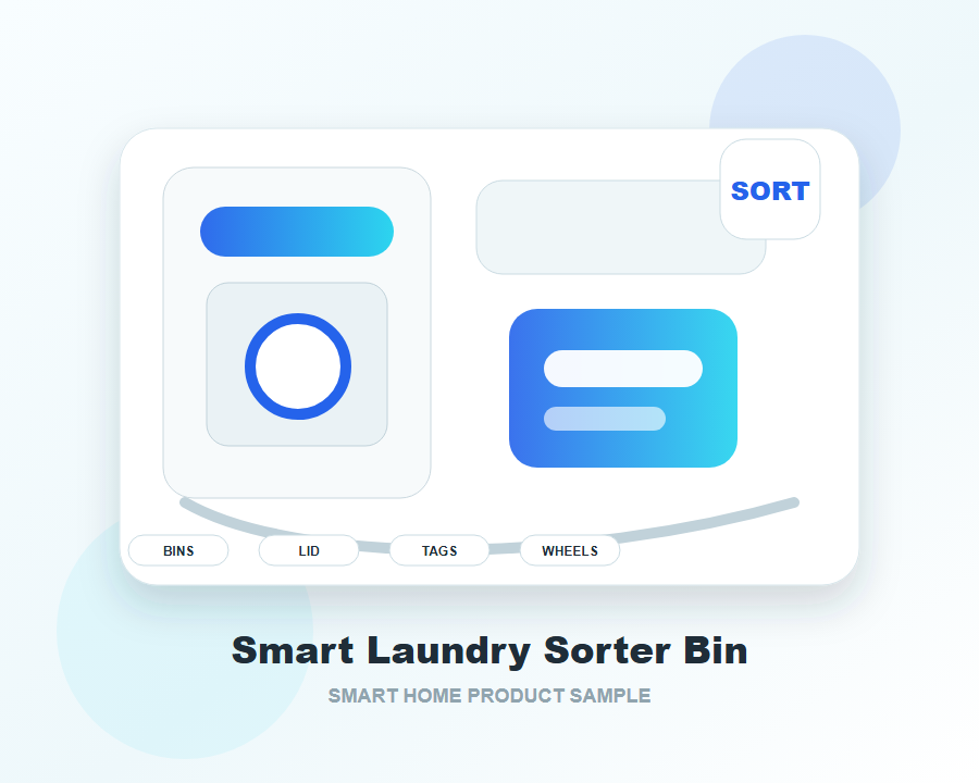 Smart laundry sorter bin with removable fabric bags