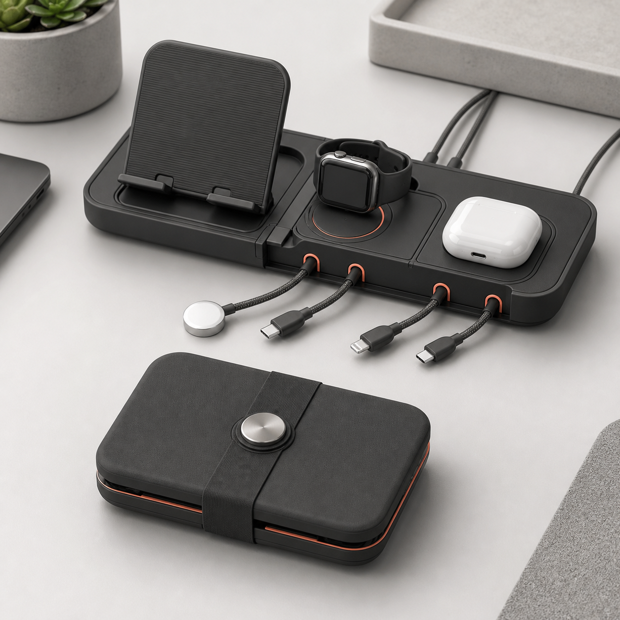 Magnetic cable organizer charging dock