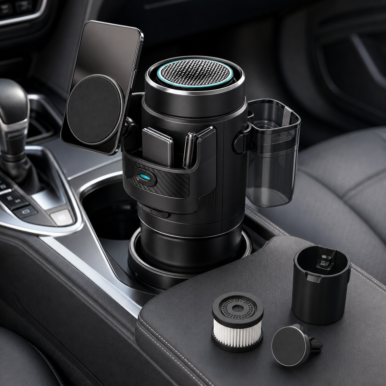 Car organizer and air purifier combo