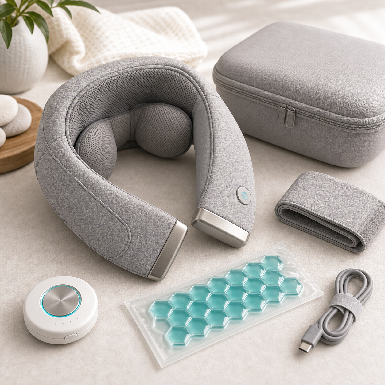 Portable neck heat therapy and massage collar