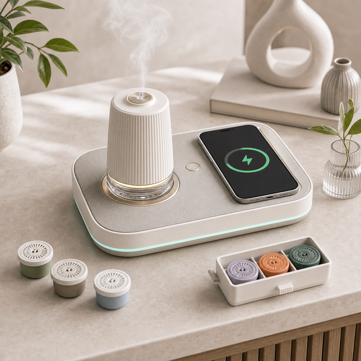 Smart aroma diffuser charging dock