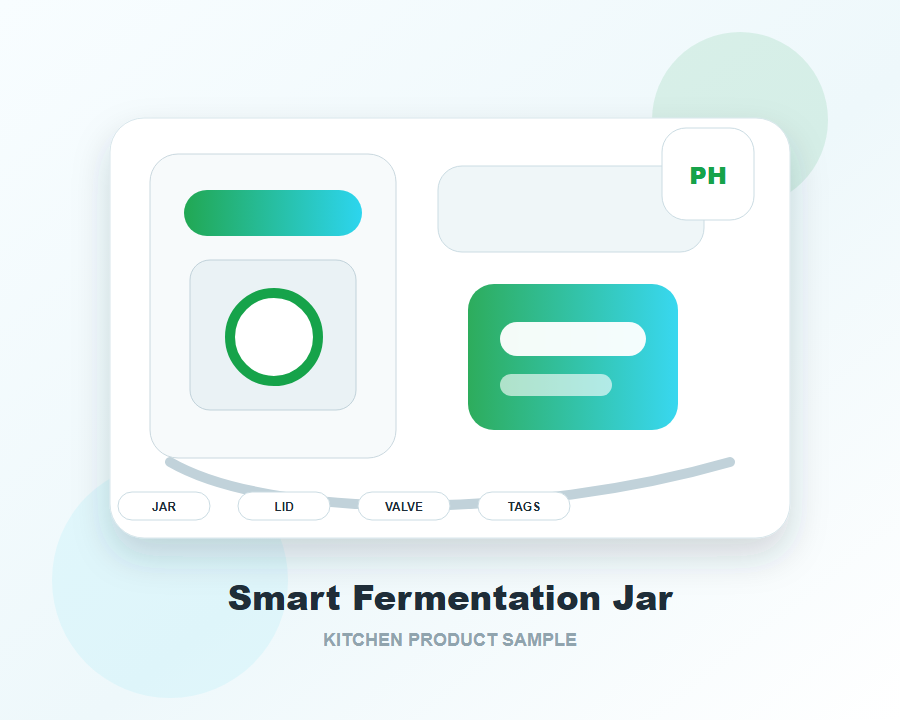 Smart fermentation jar with sensor lid and recipe tags