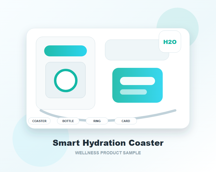 Smart hydration reminder coaster with bottle and light ring