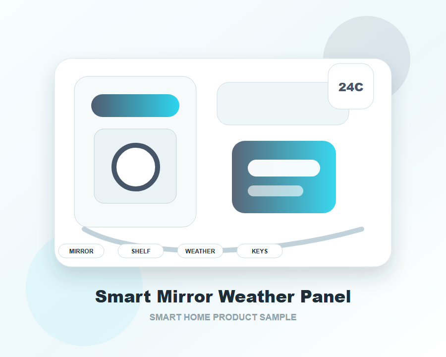 Smart mirror weather display panel for entryway