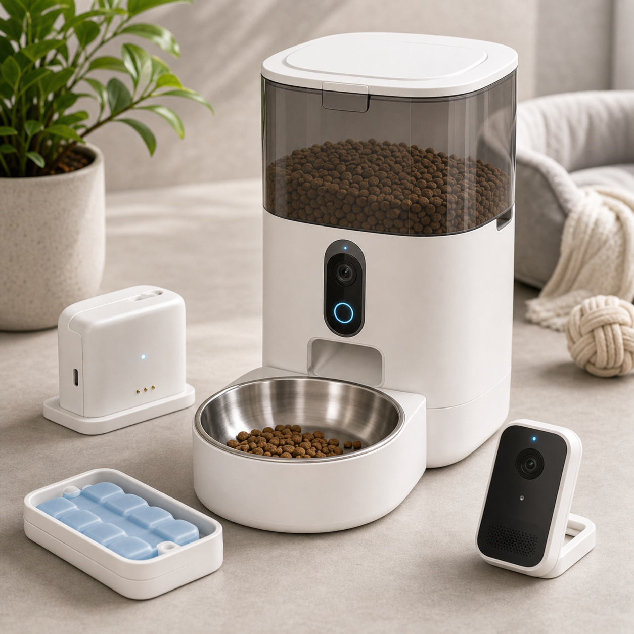 Automatic pet feeder with camera bowl