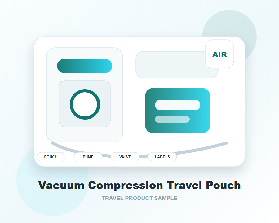 Vacuum compression travel pouch kit with mini pump