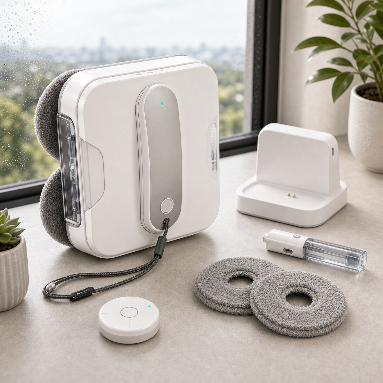 Compact smart window cleaning robot